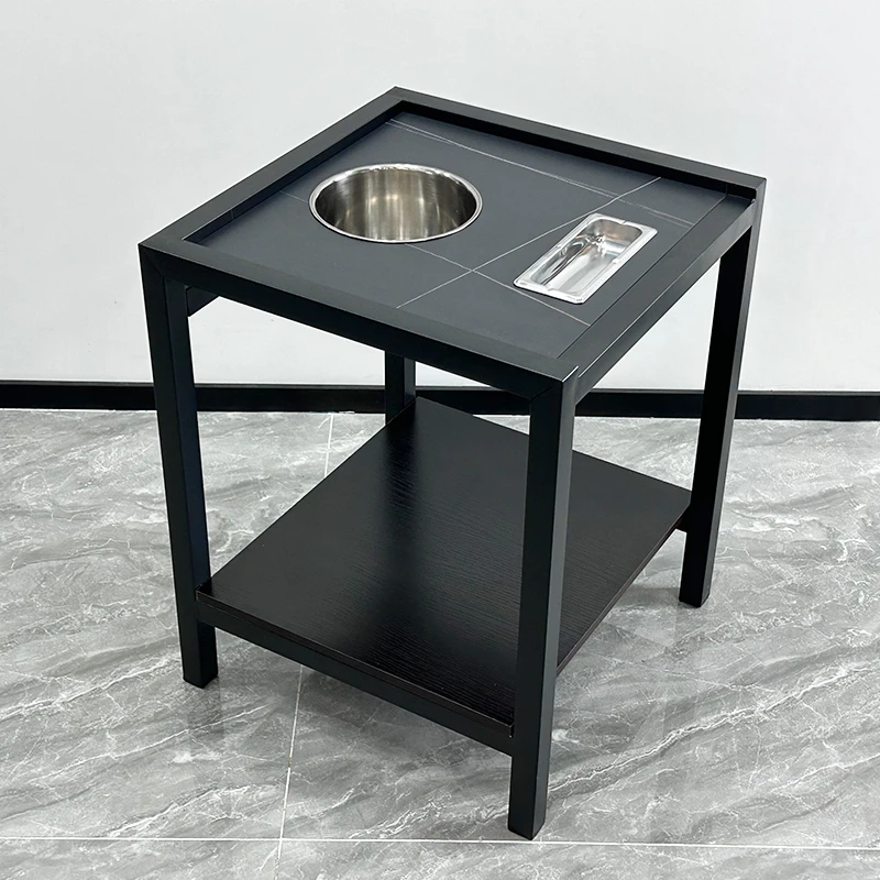 高端棋牌室麻将桌岩板茶几麻将机茶几茶水架烟灰缸麻将桌茶水架