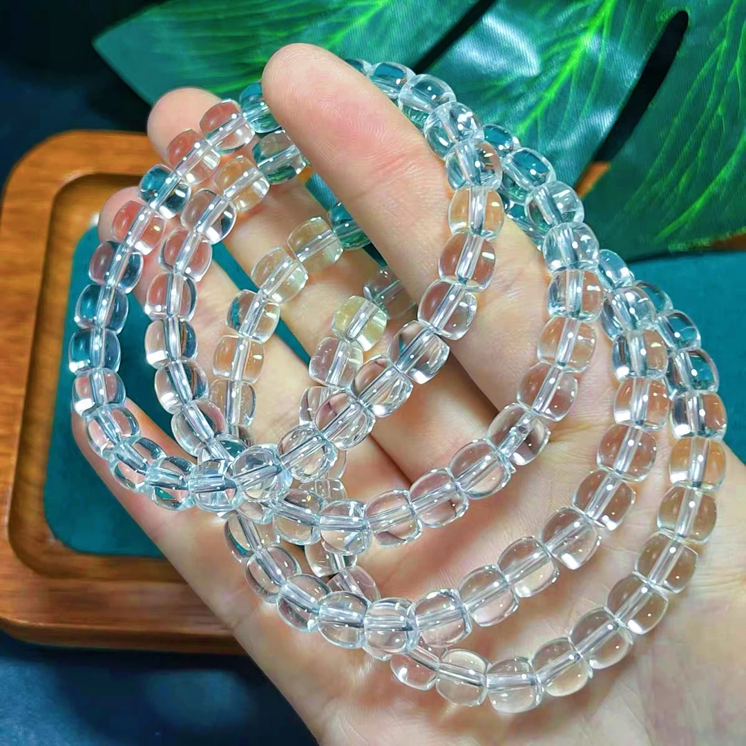 收藏全净体天然利姆利亚白水晶老型手串7毫米多样性发一件