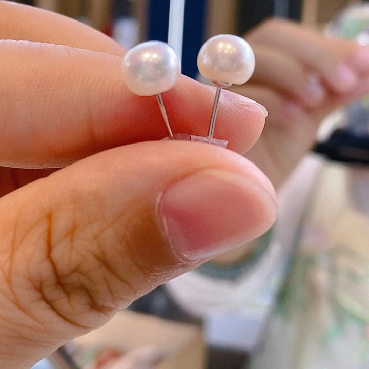 银S925镶嵌淡水珍珠粉光