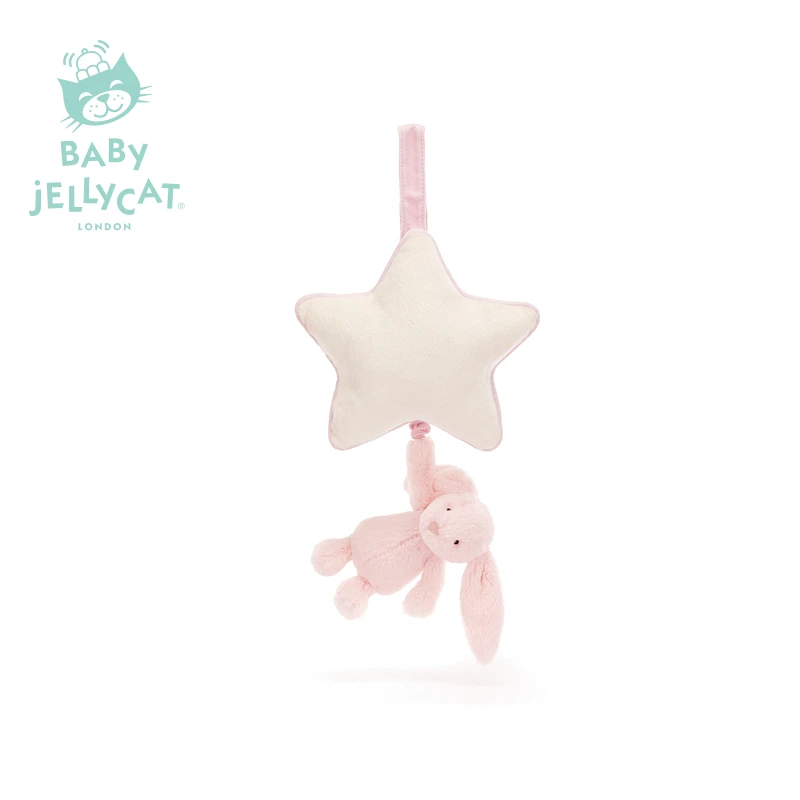 英国Jellycat害羞粉色邦尼兔音乐拉铃婴儿摇铃宝宝床铃生日礼物