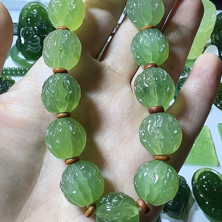 蛇纹石玉合金手链