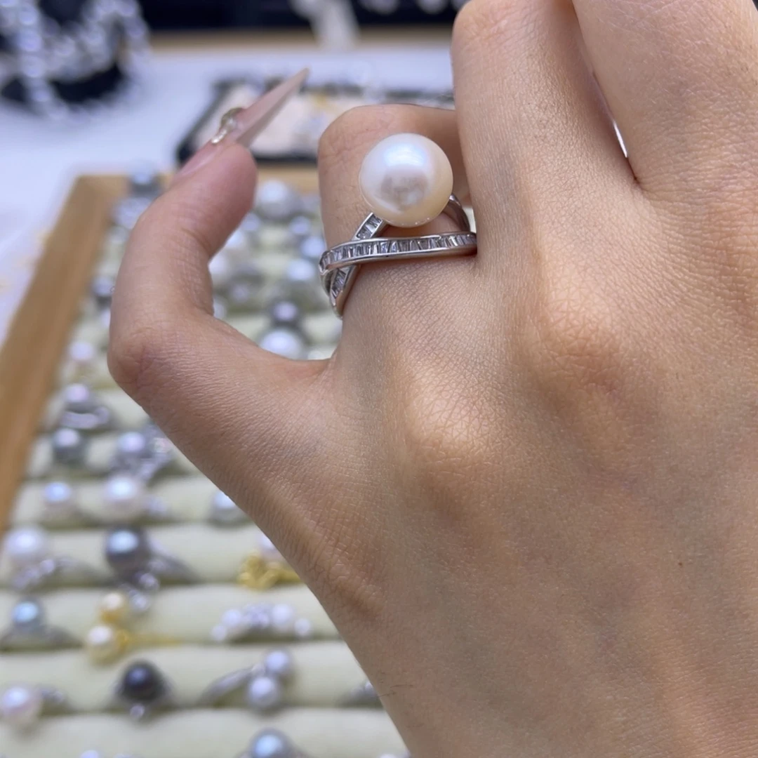 戒指淡水珍珠银S925镶嵌