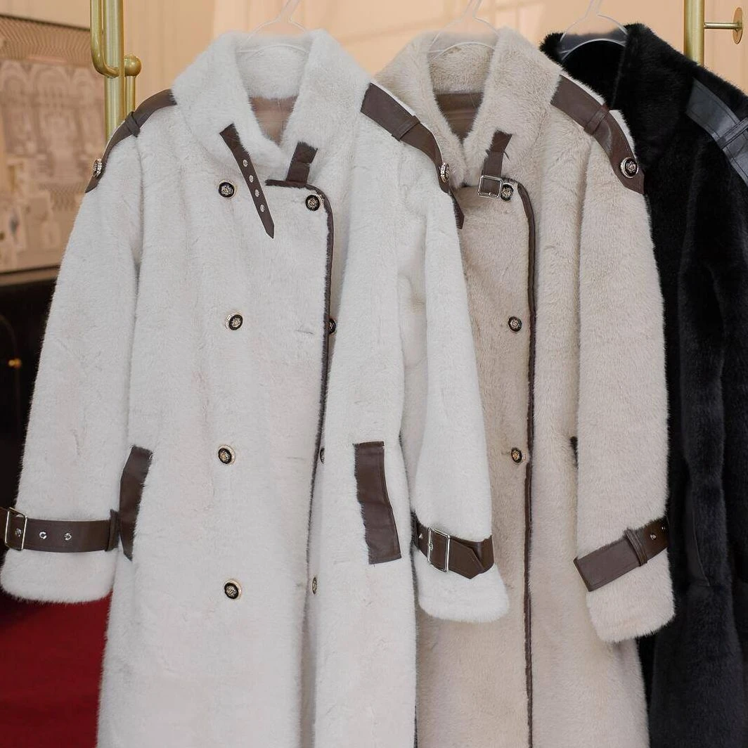 米娅 秋冬新款重工百搭时尚设计师气质厚长款风衣外套女 DY5230