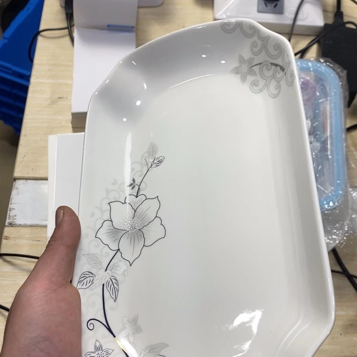摆件49号3个装10寸渐变金白花深鱼盘