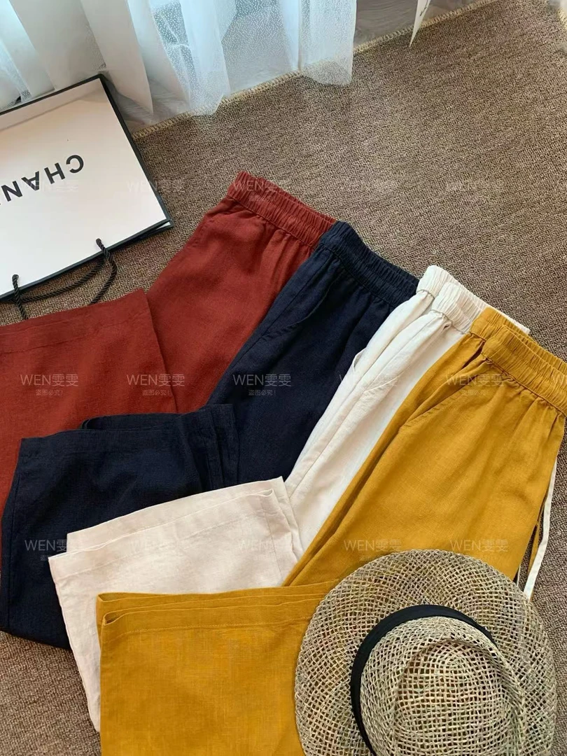 WEN 25新款抽绳纯色松紧腰薄款休闲长裤WWK0344