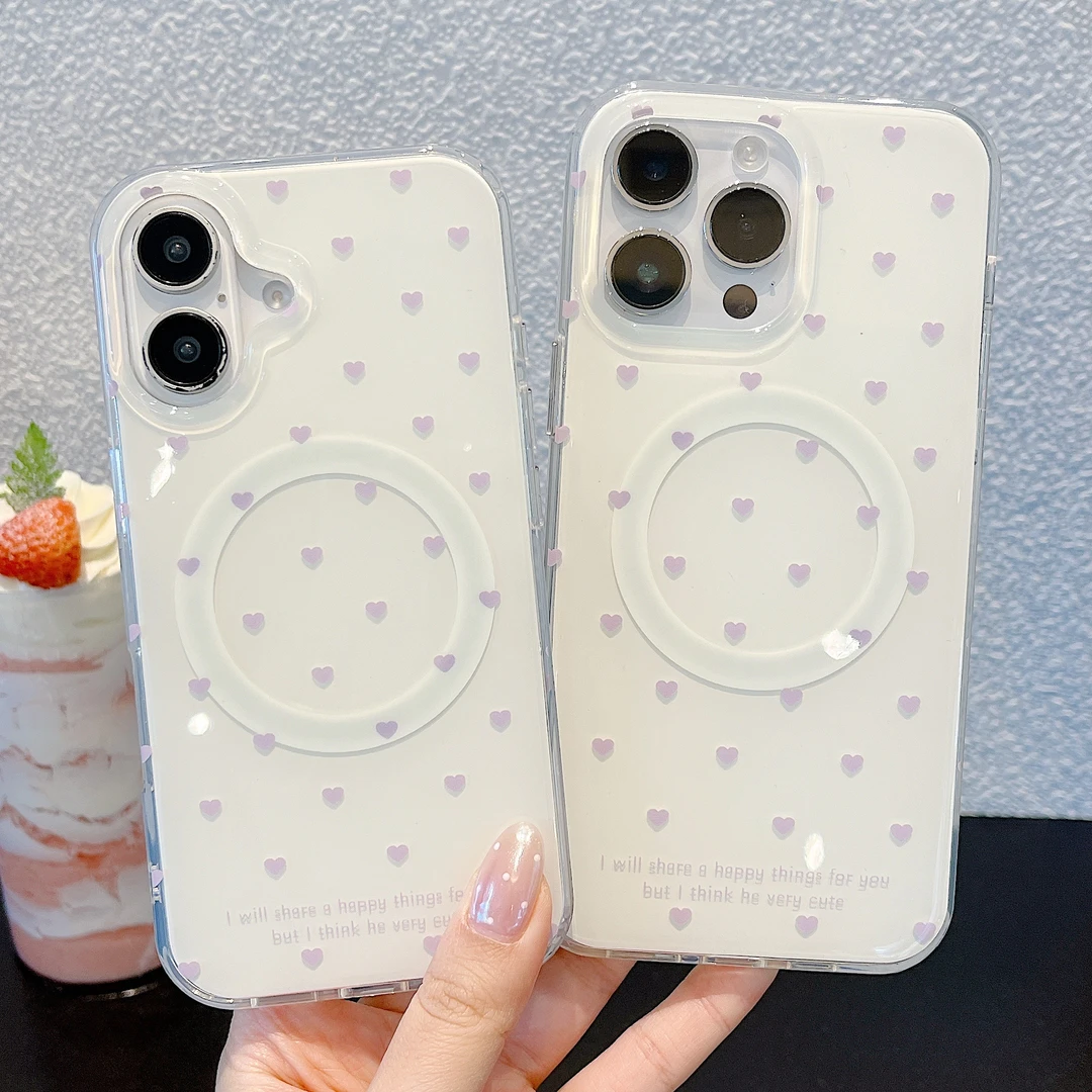 适用苹果iPhone17新款手机壳16promax防摔磁吸双面可爱紫色小爱心