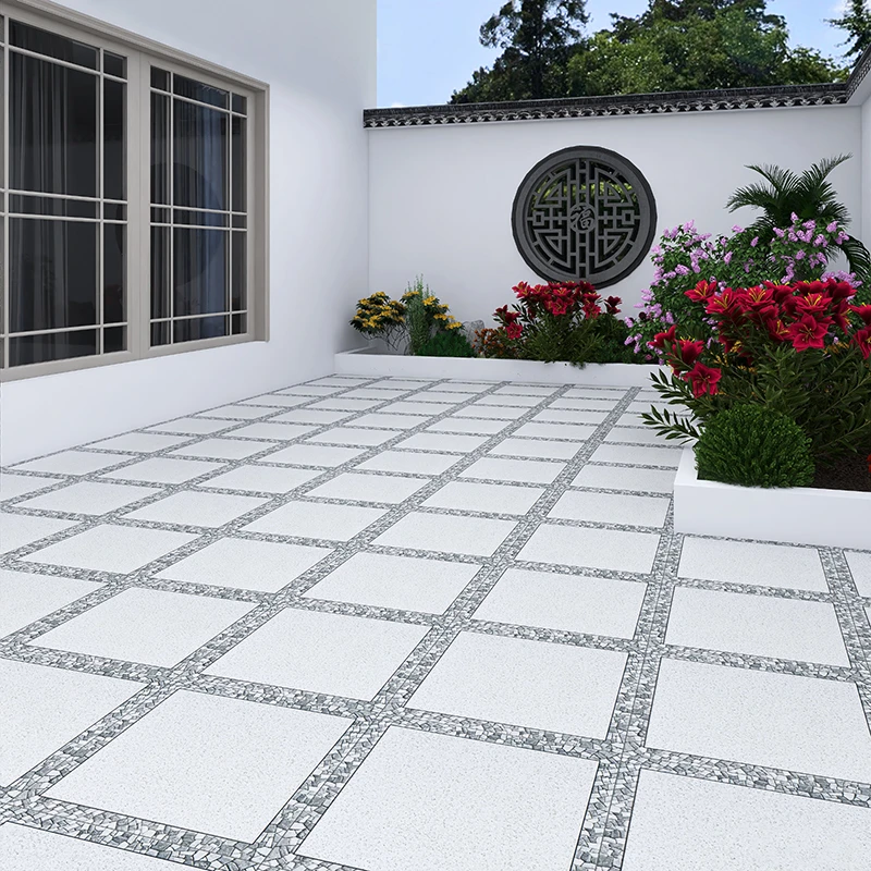 中式庭院院子地砖地铺石拼花瓷砖600室外花园露台防滑石英砖户外