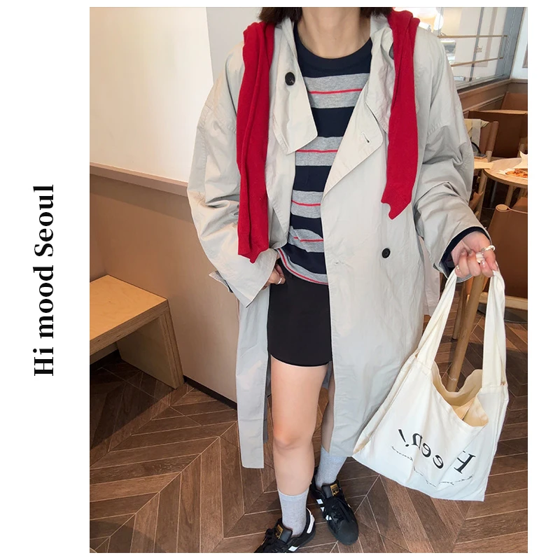 【金恩慧欧尼Hi mood】韩系立领高级感系带长款风衣外套