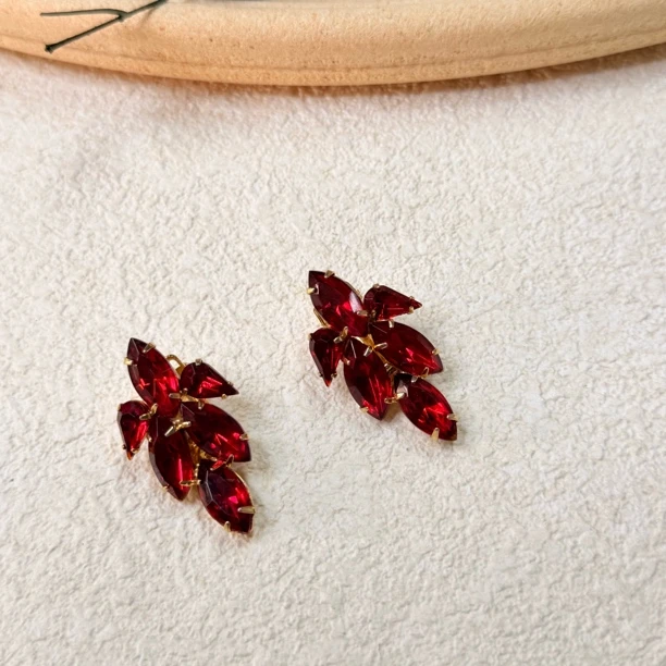 铜合金合成锆石耳饰 【六六中古】孤品精美耳夹th5932