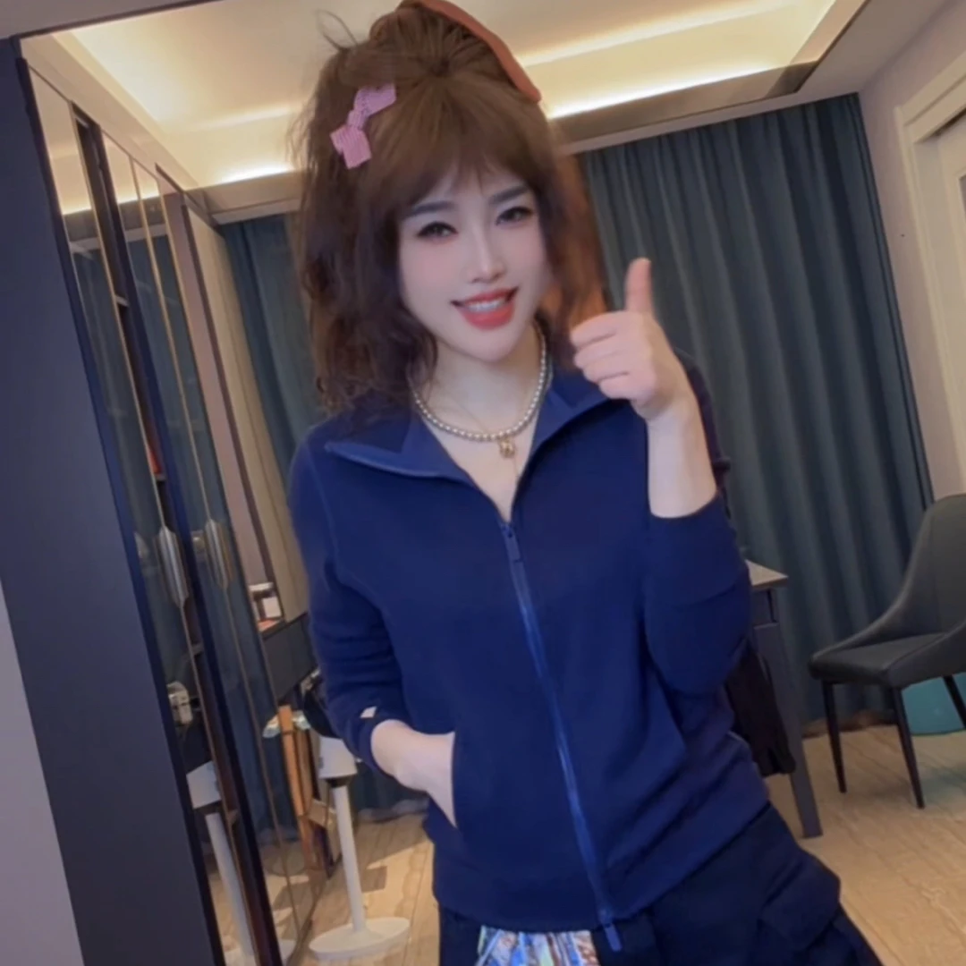 卫衣女2025秋冬新款欧韩货宽松百搭显瘦网红德绒立领打底拉链开衫