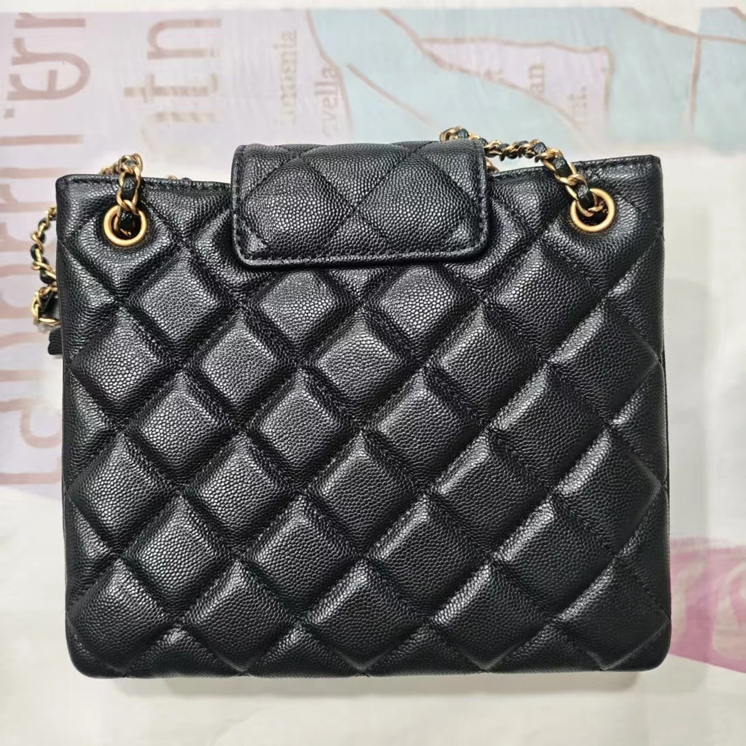 Laugh Queen手工打造真皮女士包包 0359正方形 黑色 20cm