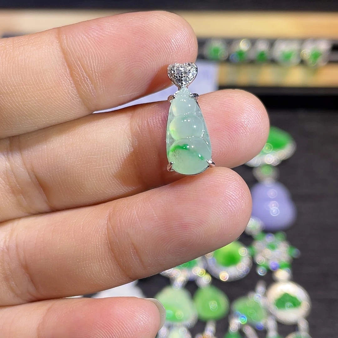 翡翠银S925镶嵌吊坠(不含链)