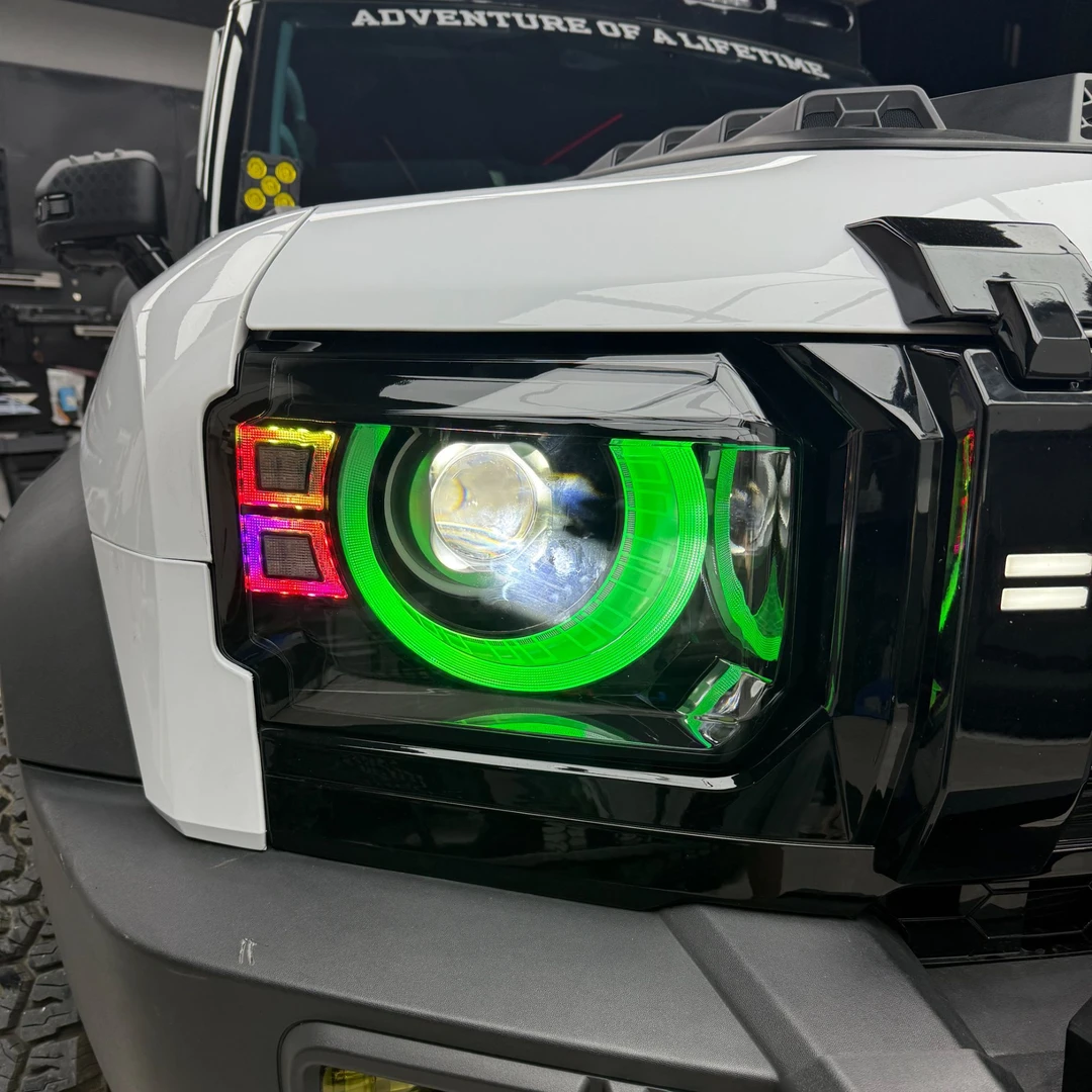 捷途旅行者山海T2大灯RGB七彩卫士模块灯圈高亮透镜无损CD-M专用