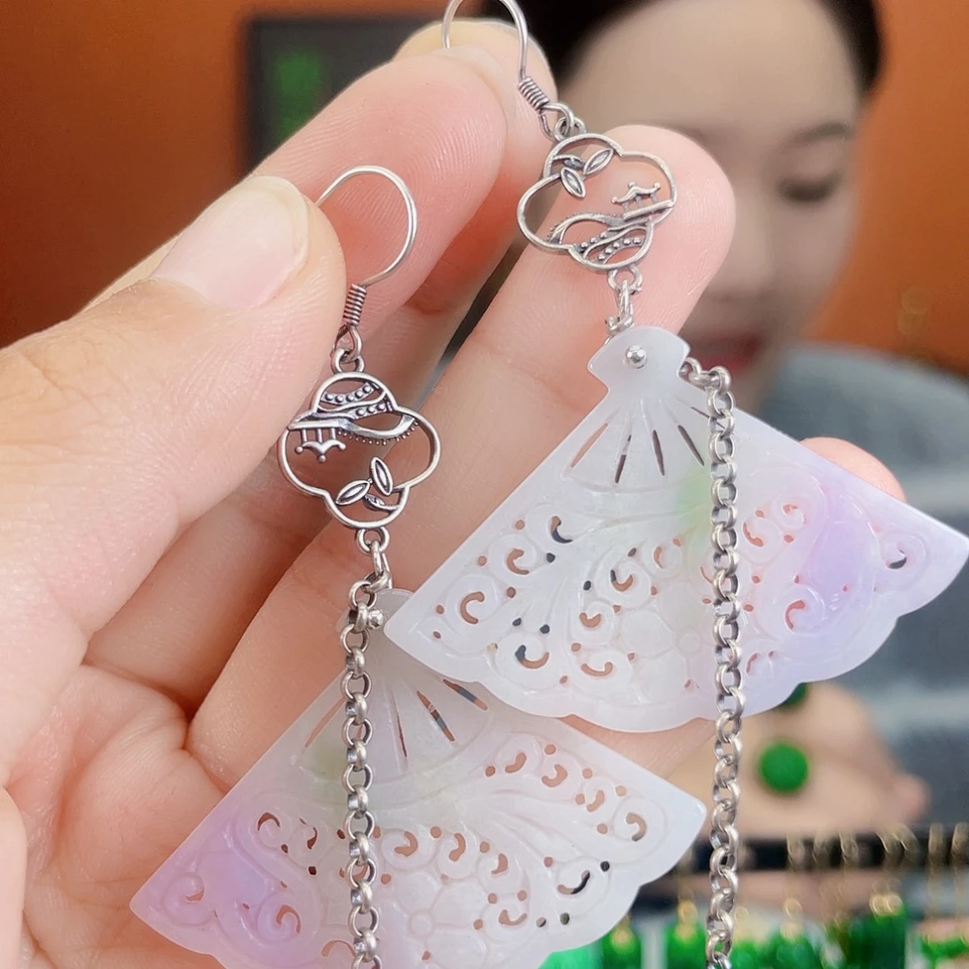 翡翠银S925镶嵌耳饰