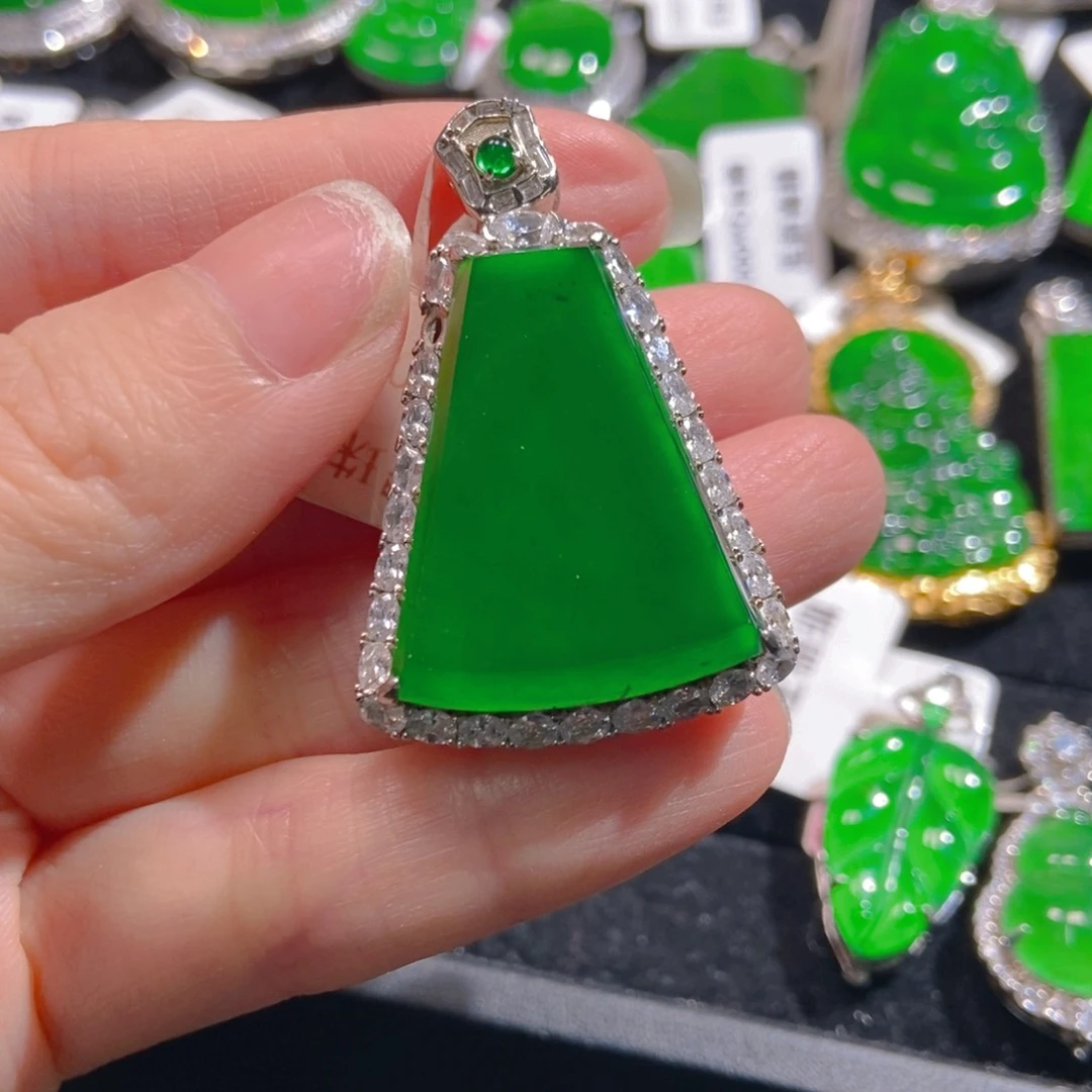 翡翠吊坠(不含链)银S925镶嵌睿**贸