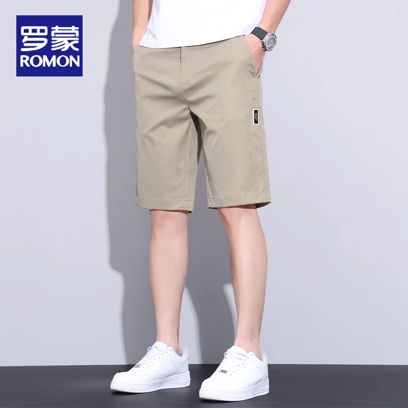 罗蒙休闲短裤男士夏季冰丝五分裤薄款爸爸裤子2025新款中裤直筒裤