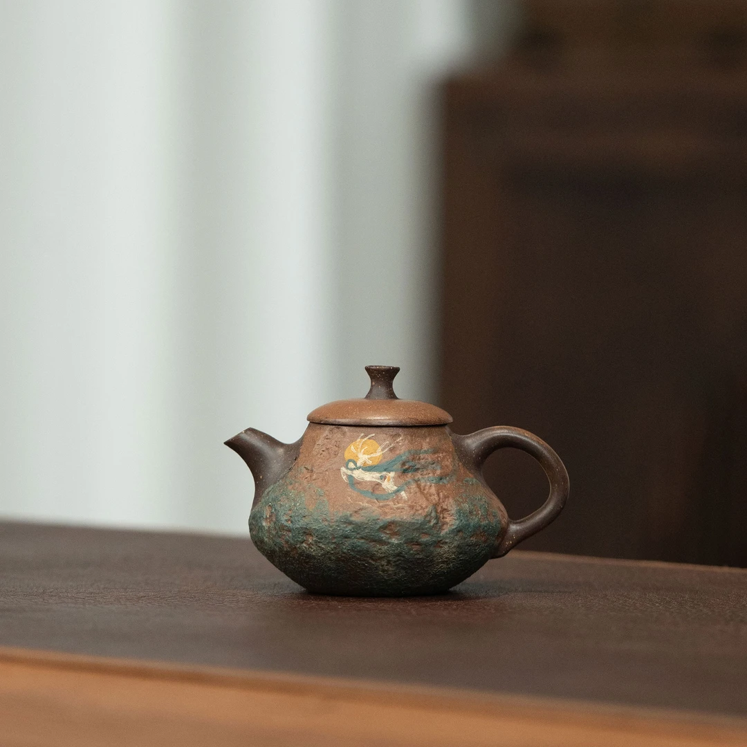 【利贞l敦煌·七彩灵鹿】原矿绞泥 约90cc 手工制 紫砂壶 茶具SSZS
