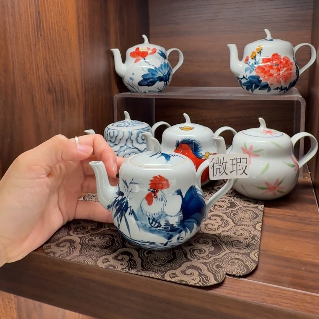 釉下手绘茶具微瑕