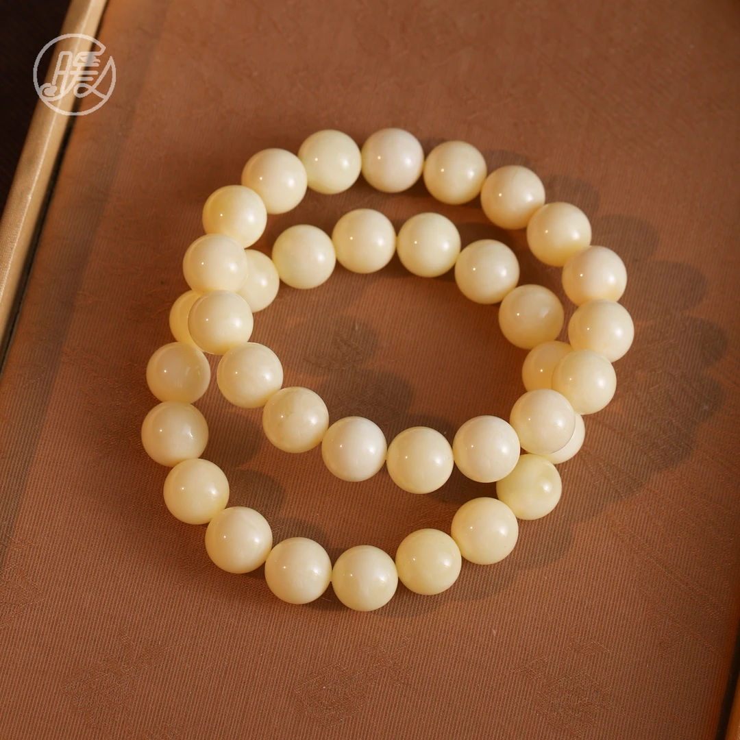 Nuanyan/暖言单圈白花蜡蜜蜡手串11mm素圈0363多样性发一