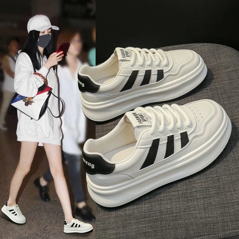 单里小白鞋女2025新款秋冬学生百搭休闲单里运动板厚底鞋女鞋