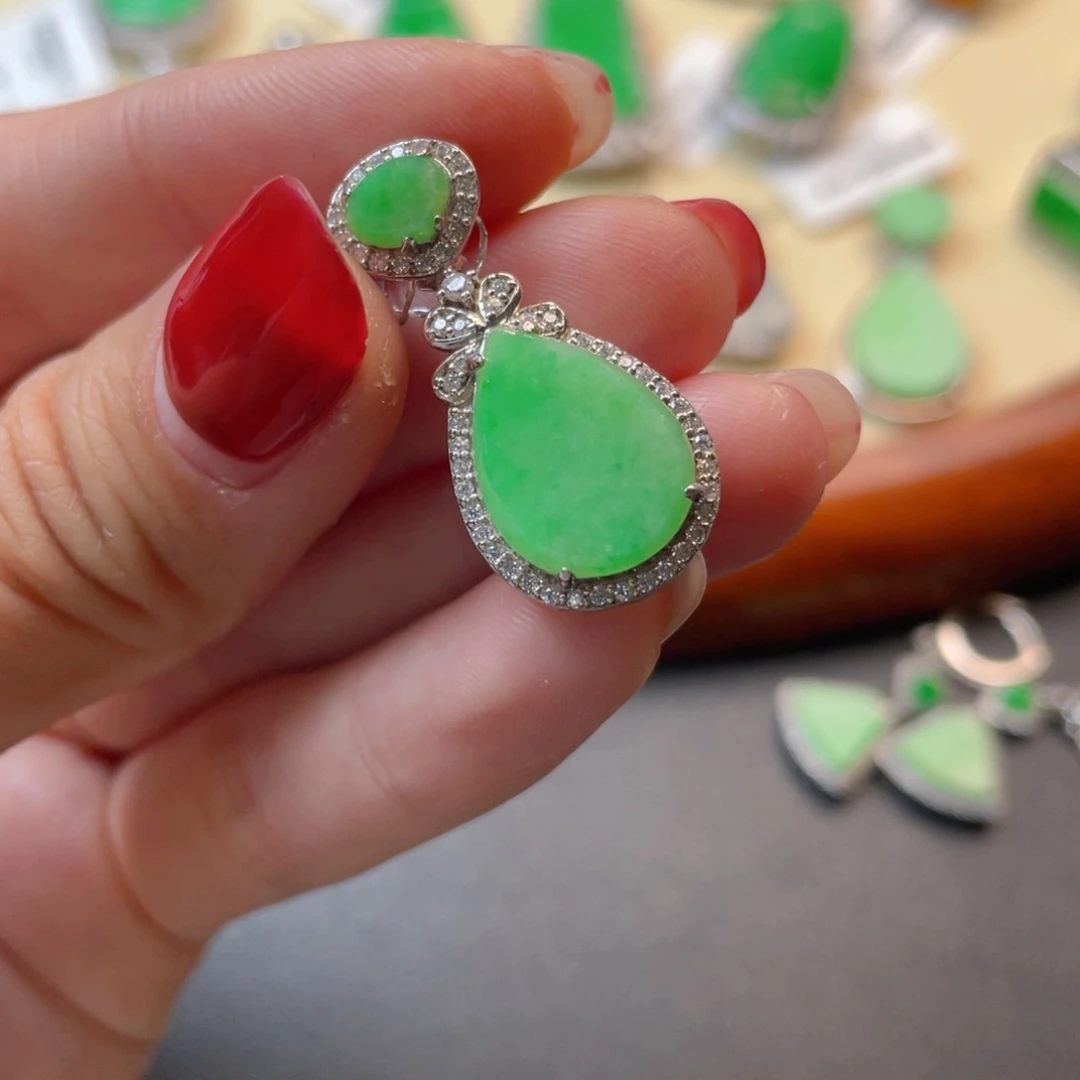 翡翠吊坠(不含链)银S925镶嵌