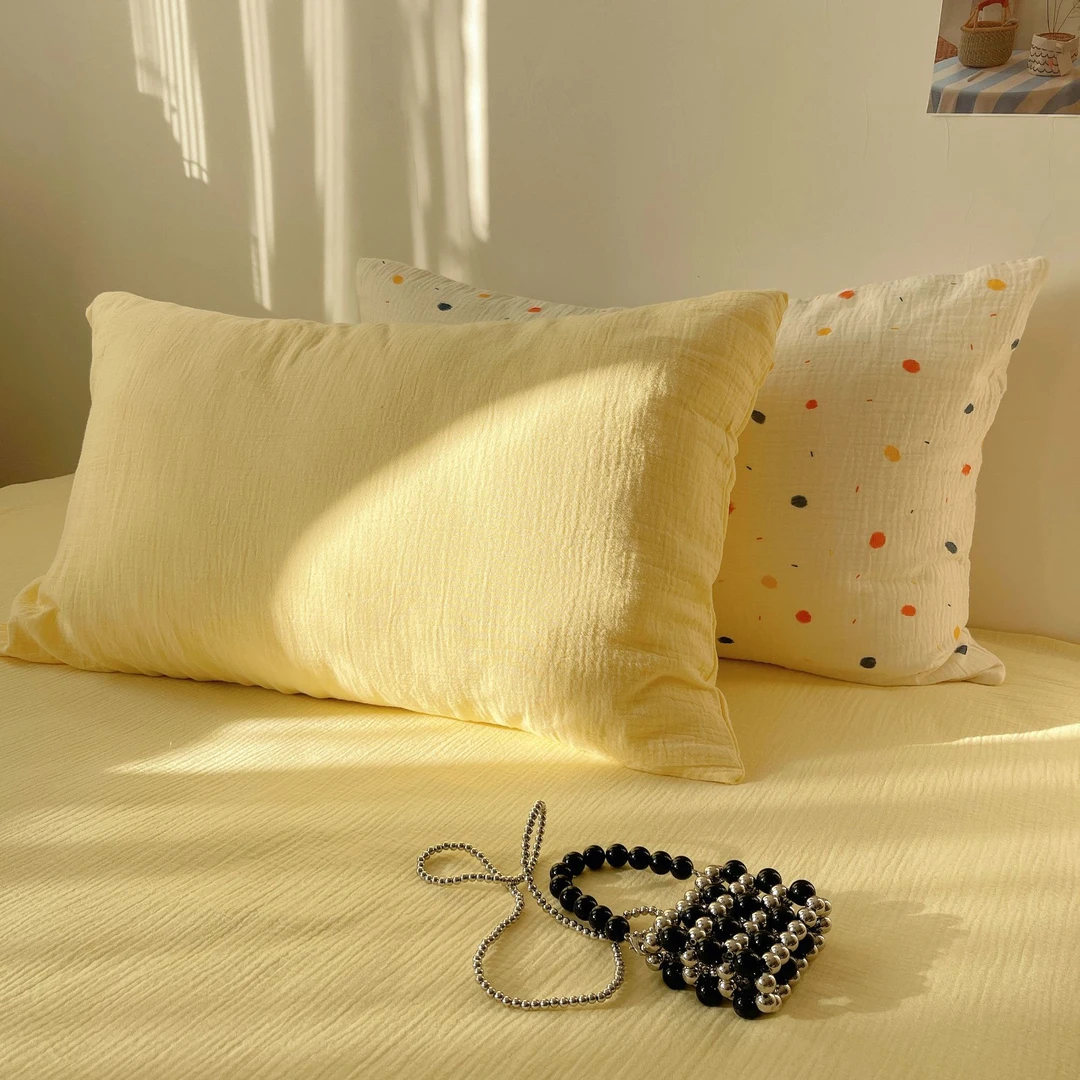 纯色水洗非全棉枕套一对装家用48×74cm单个宿舍枕头套枕芯内胆套