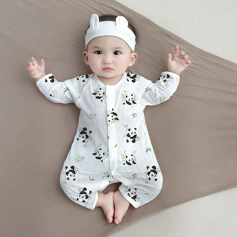 夏季婴儿连体衣夏季超薄款新生宝宝衣服无骨夏装空调服竹纤维哈衣
