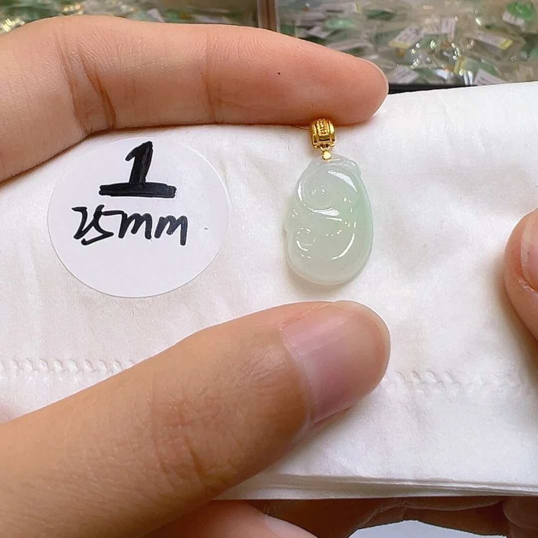 翡翠18K金镶嵌吊坠(不含链)翡翠