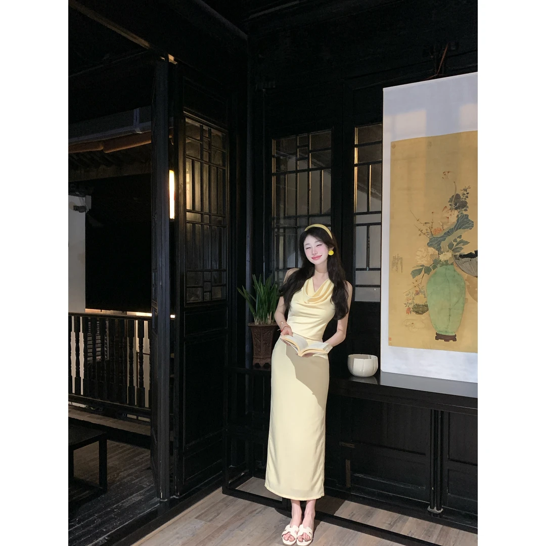 【雅乔定制】黄玫瑰 设计感腰部蕾丝拼接半身裙DYYK-24041756