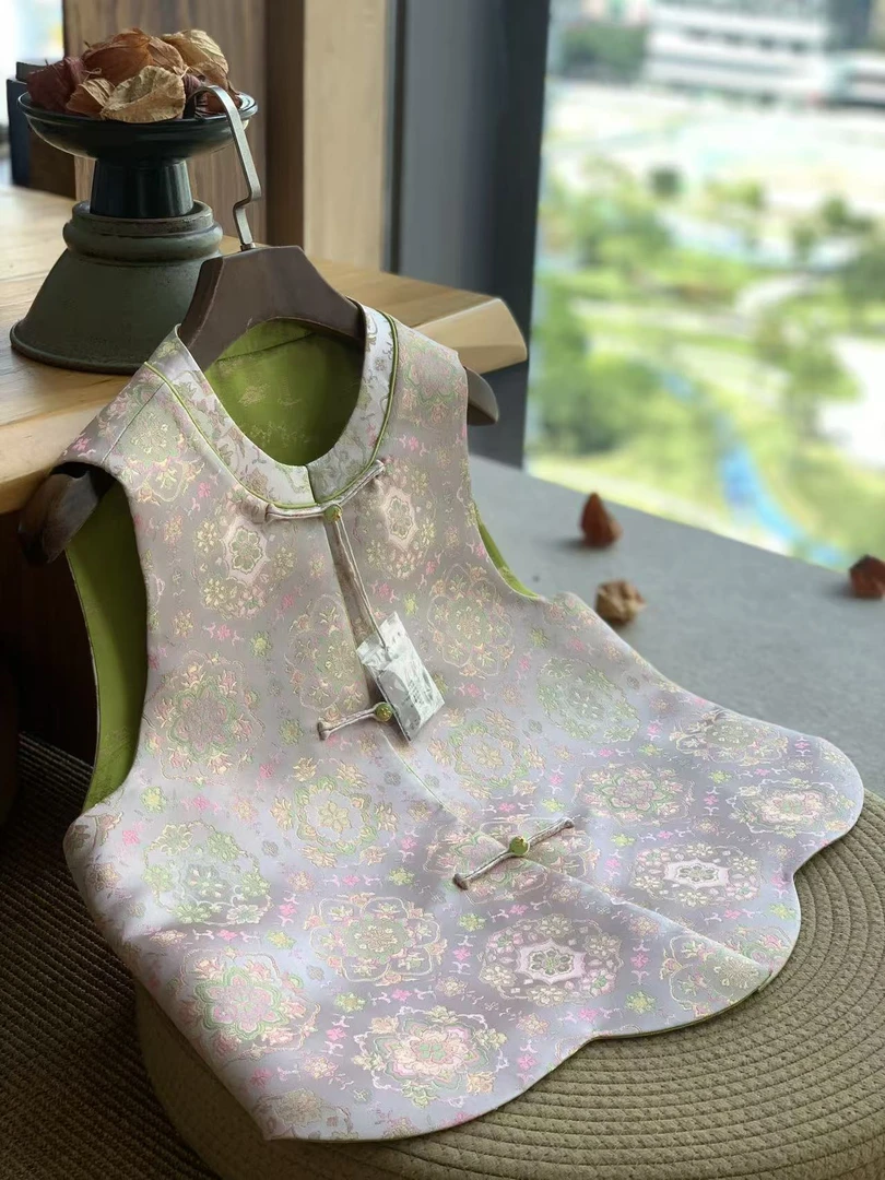 锦瑟华服【茱萸粉金】提花新中式马甲女装2025新款高级国风上衣