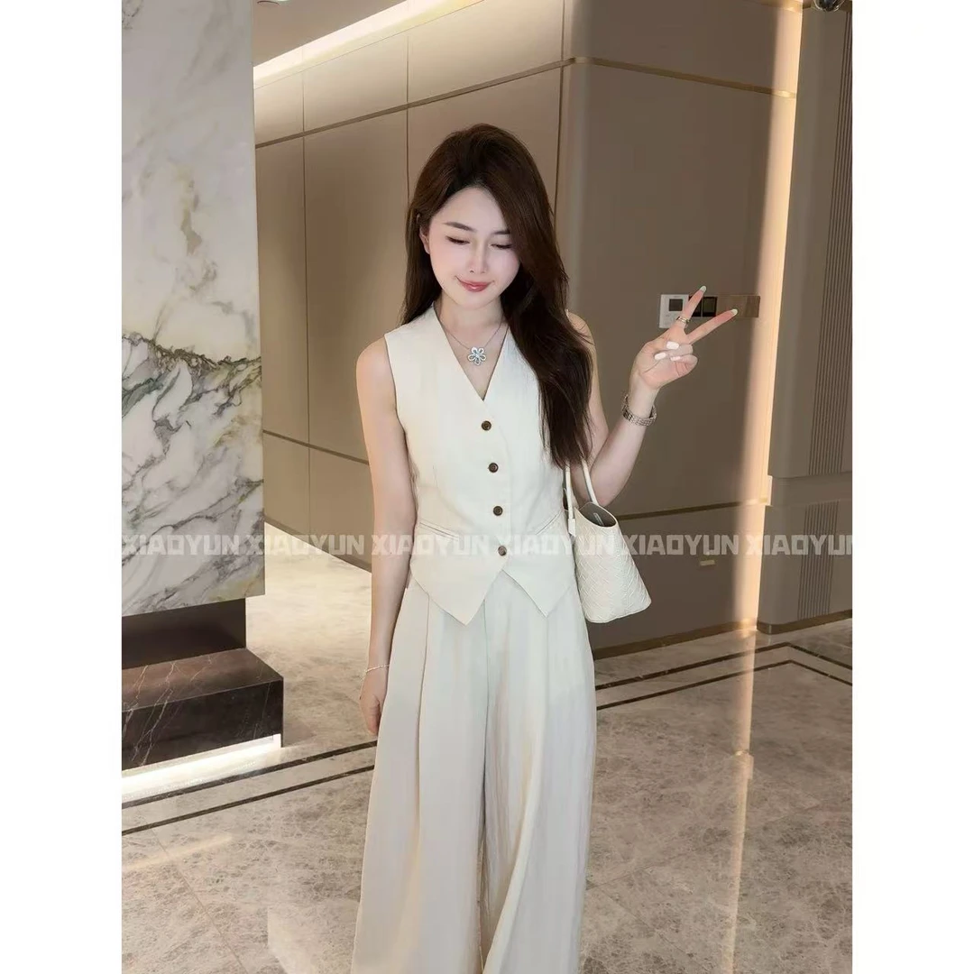 后系带马甲套装 小允姐姐2025新款时尚气质高级后系带马甲套装