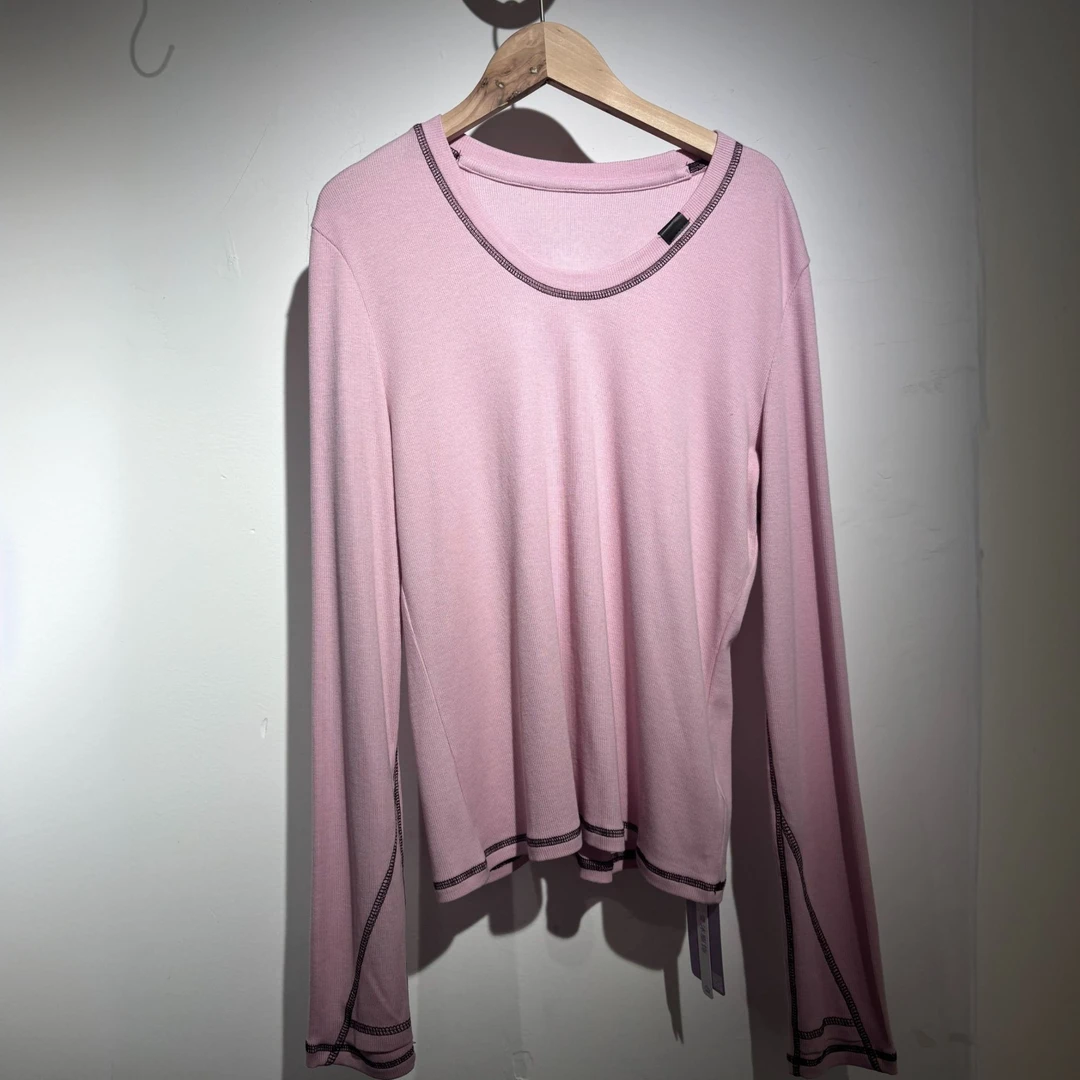 防风奶油风长袖T恤针织家居服圆领纯色女士打底衫休闲薄款女款