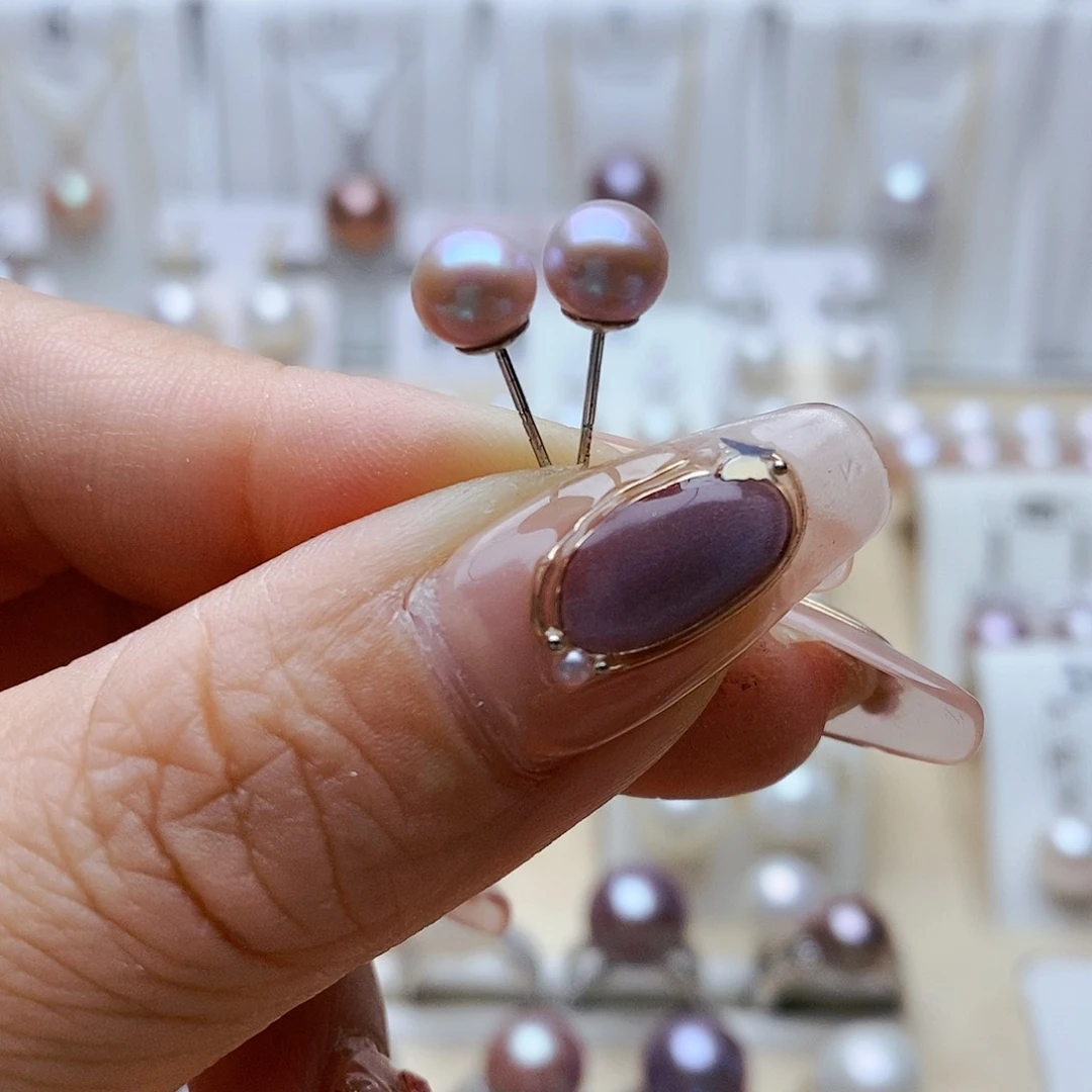 淡水珍珠耳饰银S925镶嵌