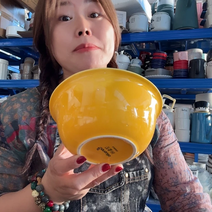 高温陶瓷黄色面碗微瑕