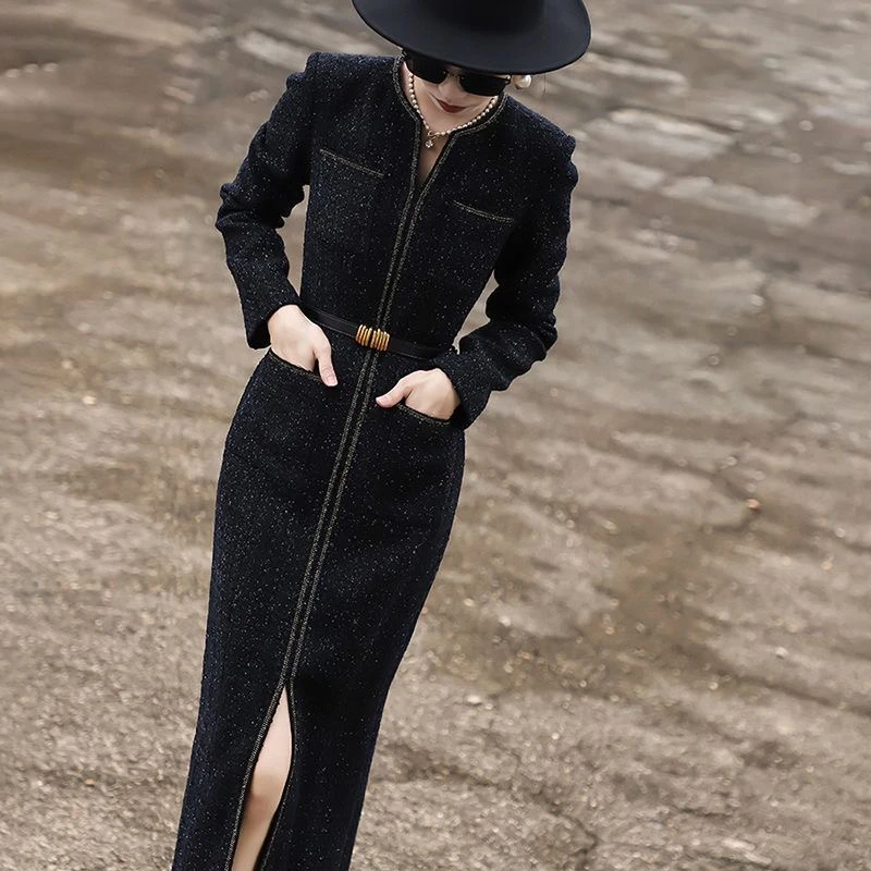 小香风高级感修身显瘦黑色包臀内搭连衣裙尽显女神气质