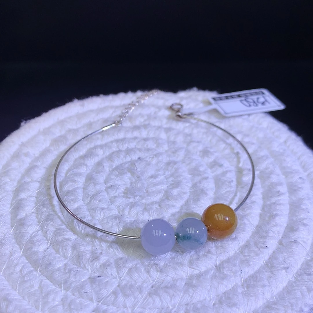 未镶嵌手链翡翠天然缅甸翡翠福禄寿三色珠设计款