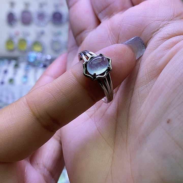 岫玉银S925镶嵌戒指