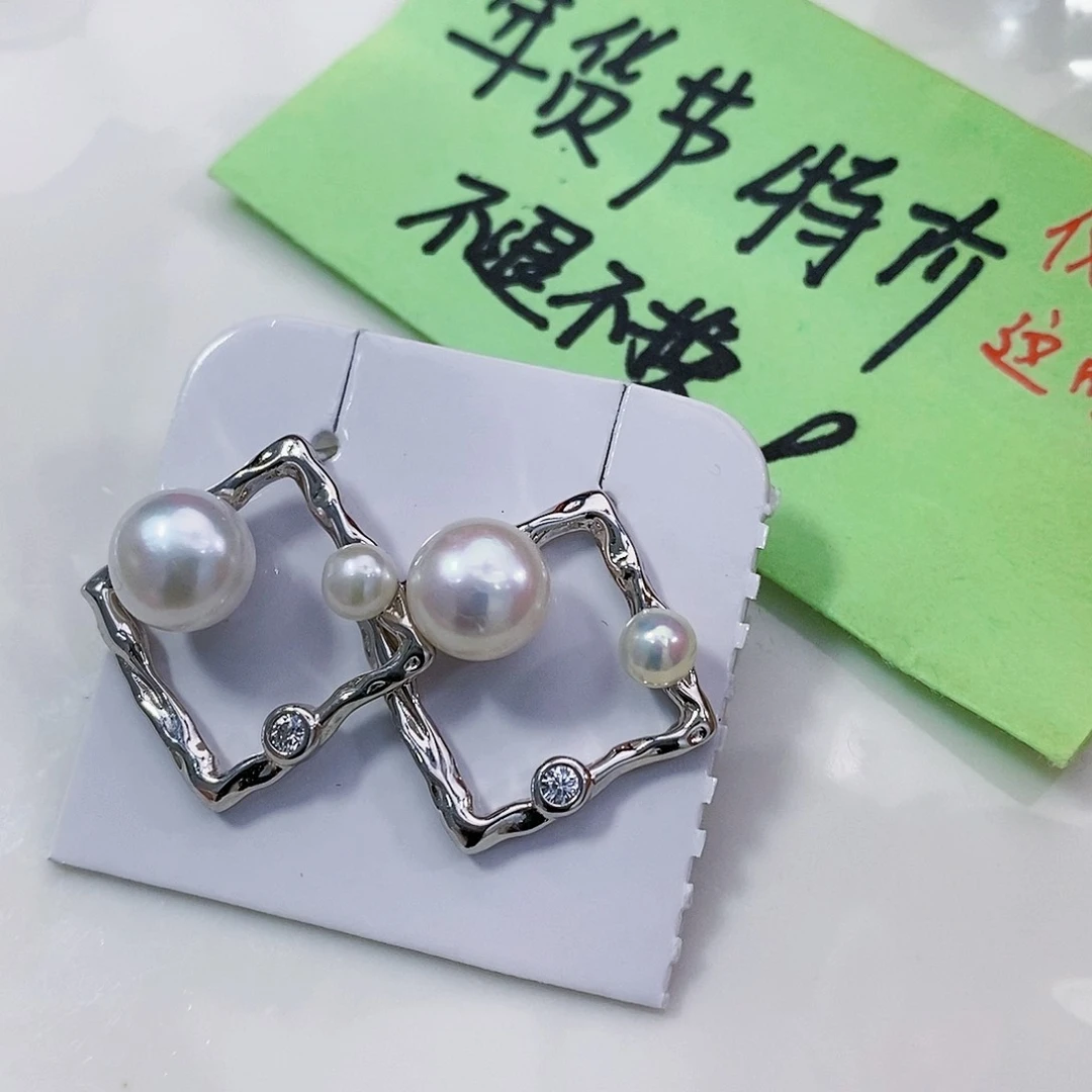 淡水珍珠特价不退换耳饰银S925镶嵌