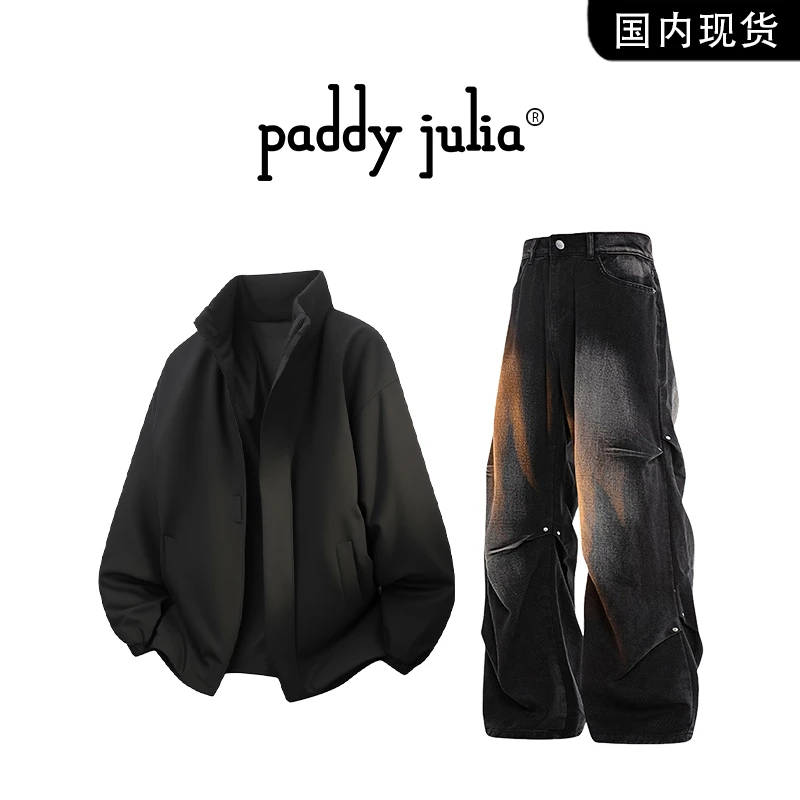Paddy julia美式棉服套装男士秋冬季加厚保暖痞帅休闲牛仔裤男装