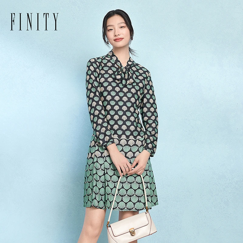 FINITY 新款连衣裙碎花显瘦气质时尚复古春季收腰 F20WC1142L