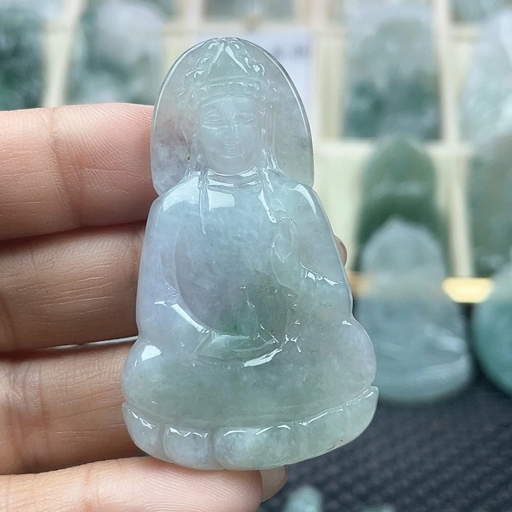 颈饰未镶嵌翡翠天然翡翠素衣观音
