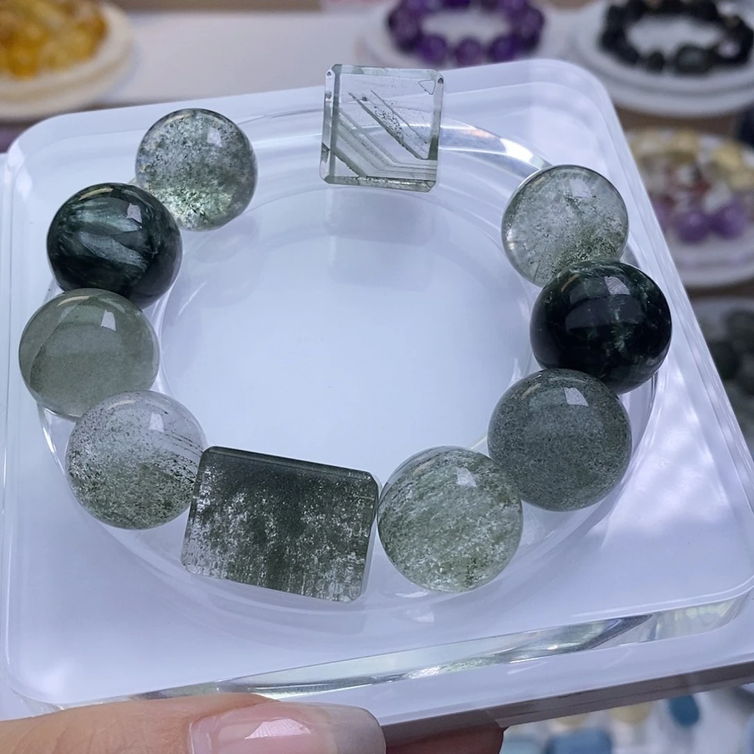 盯***水晶手链未镶嵌天然水晶定制打孔不退换