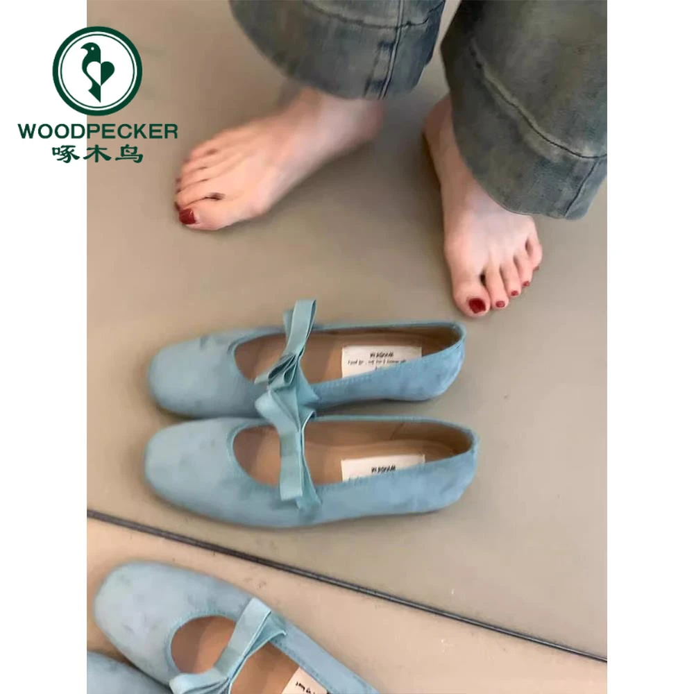 啄木鸟法式仙女风浅口玛丽珍女鞋2025春季新款晚晚平底芭蕾舞单鞋
