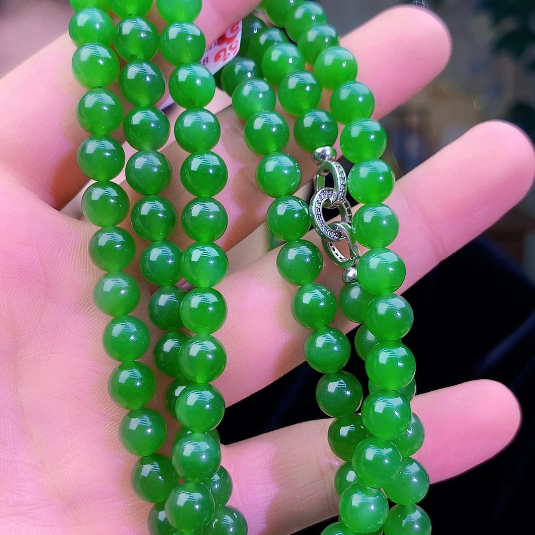 吊坠(不含链)银S925镶嵌和田玉（碧玉）项链