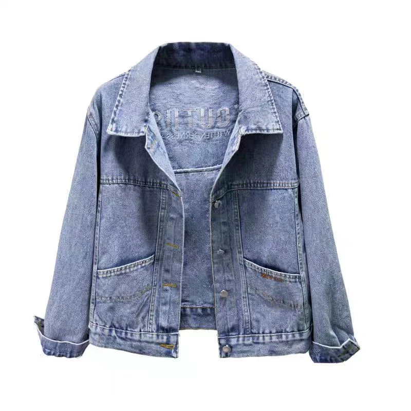 A1 【断码】牛仔外套女宽松春秋款百搭显瘦刺绣纯色短款夹克