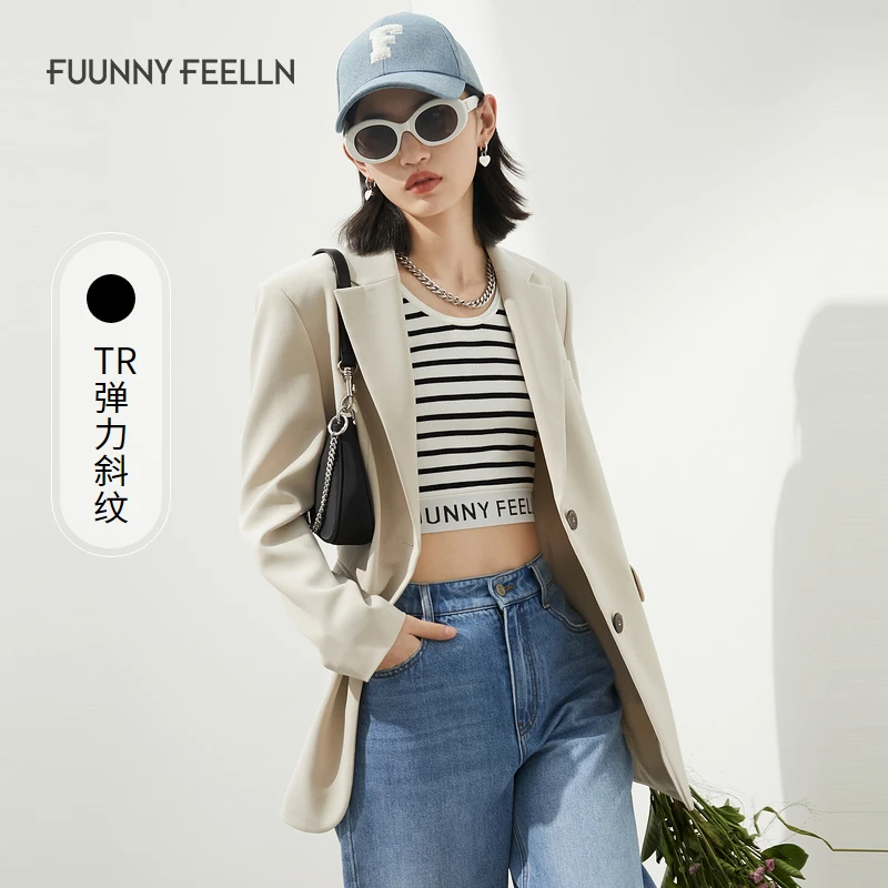 春季白色休闲西装西服短款女外套长袖气质设计师时尚宽松洋气百搭