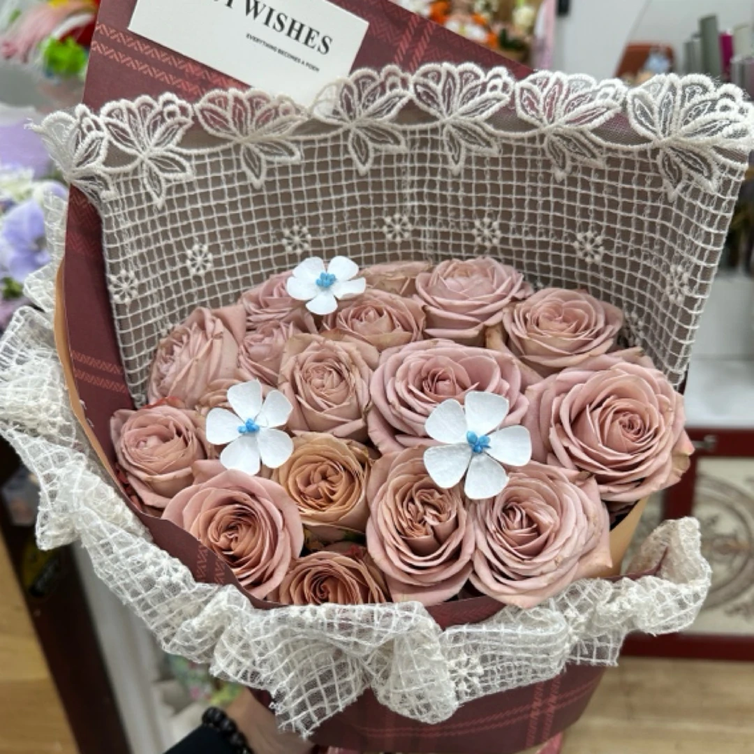 21朵卡布奇诺玫瑰花束高级感生日花束礼物送女友同城配送花上门