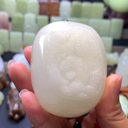石材方解石手把件