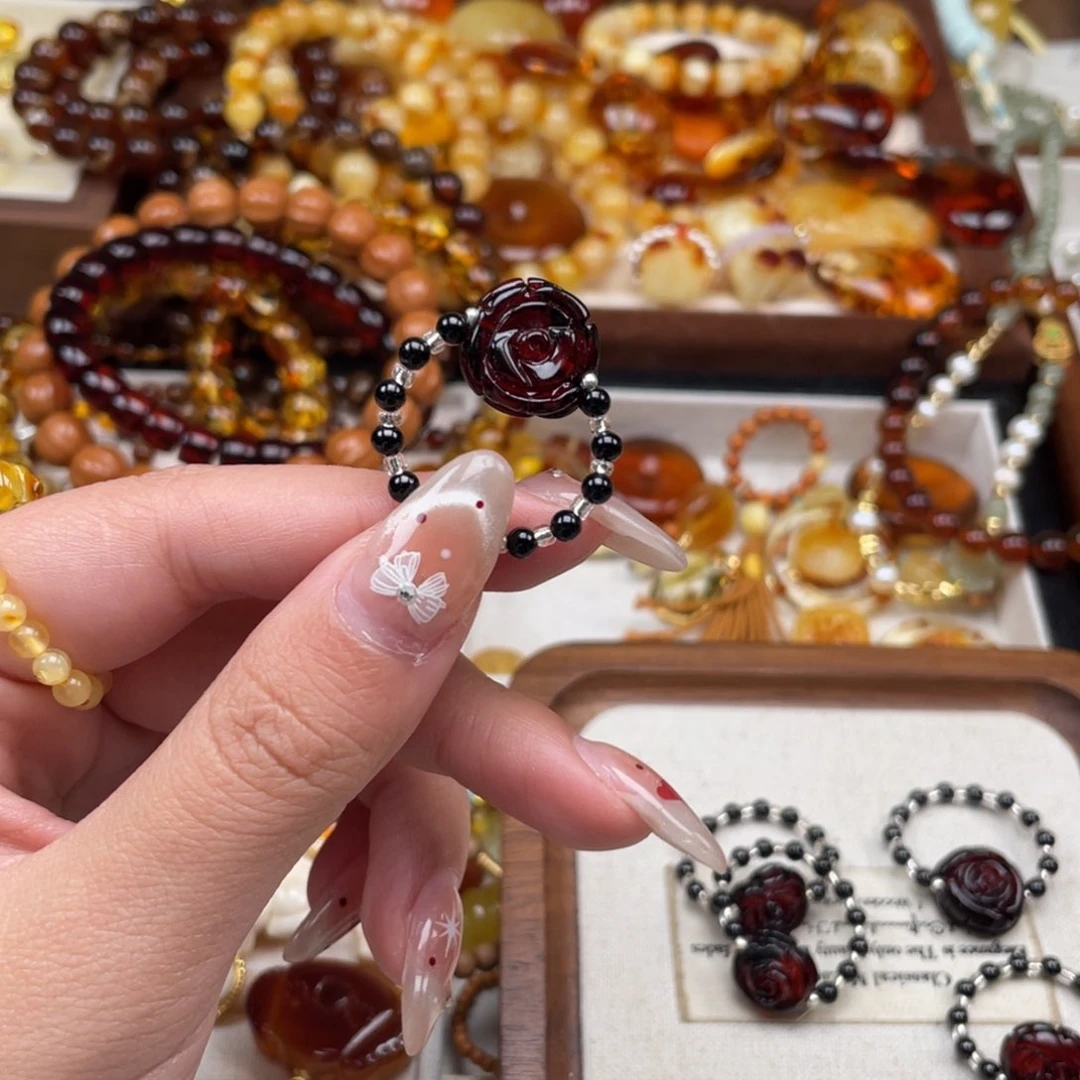 琥珀裸石未镶嵌?**?113戒指