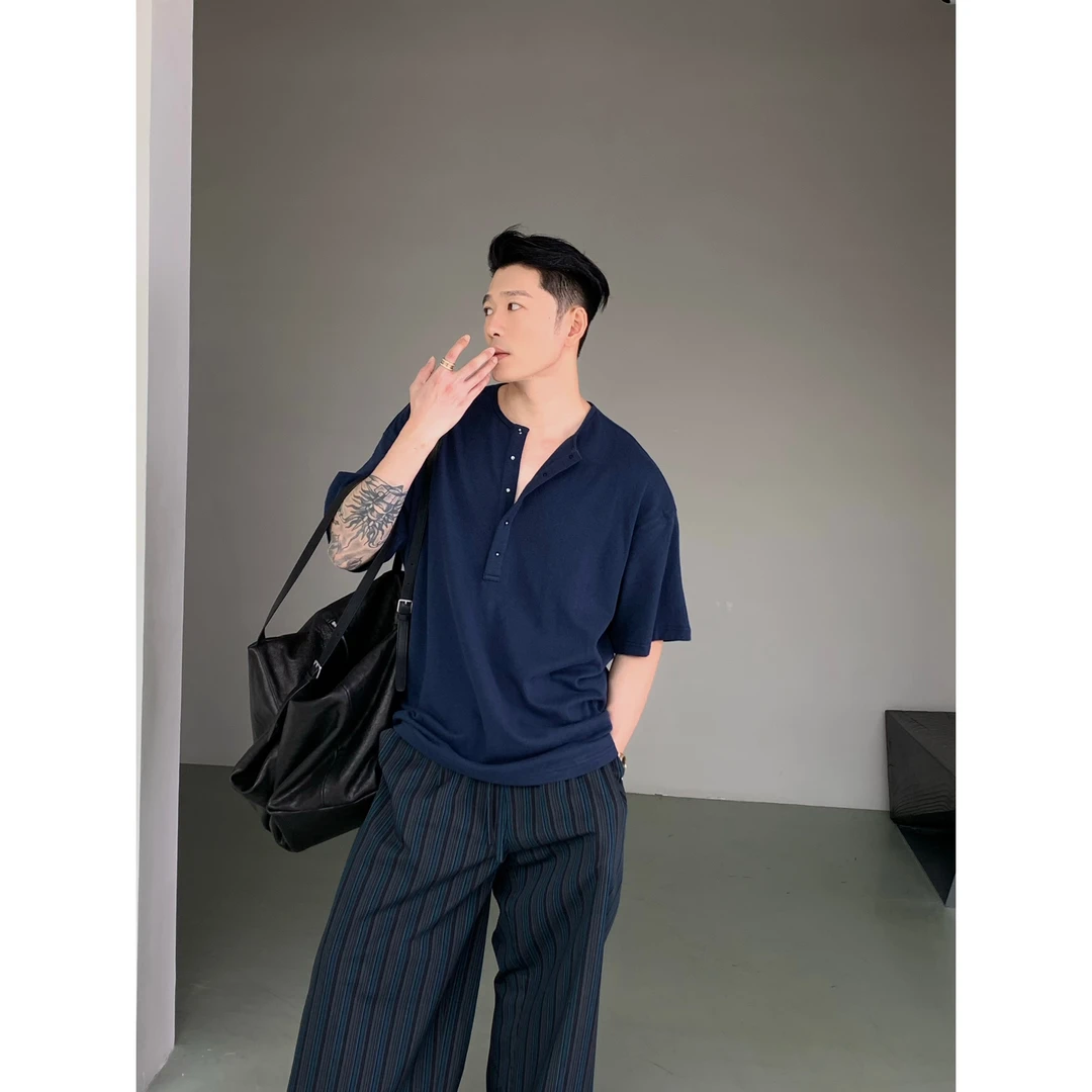 【25夏】 韩式慵懒/260g泡芙云朵棉开领套头宽松短袖T恤